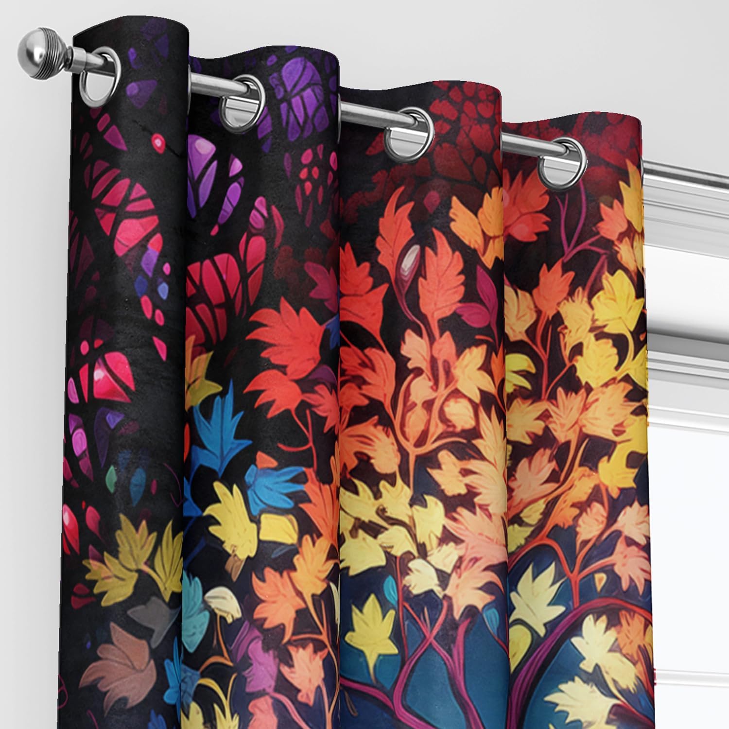 AILONEN Tree of Life Window Curtain, Colorful Butterfly Curtain Tiers for Kids Girls Boys,Bohemian Style Window Treatments Drapes for Bedroom/Living Room, 52" W x 84" H (2 Panels)