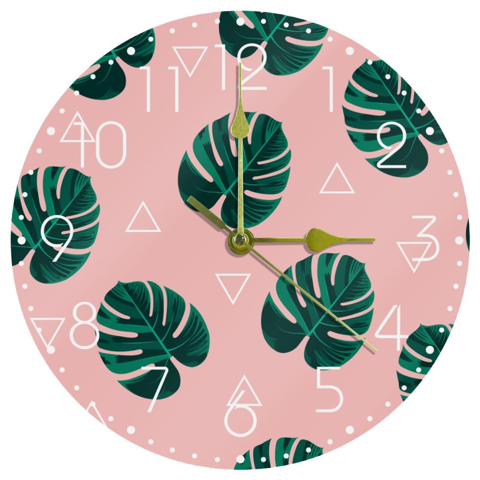 Horloge murale silencieuse en acrylique rose au mécanisme quartz pour salon