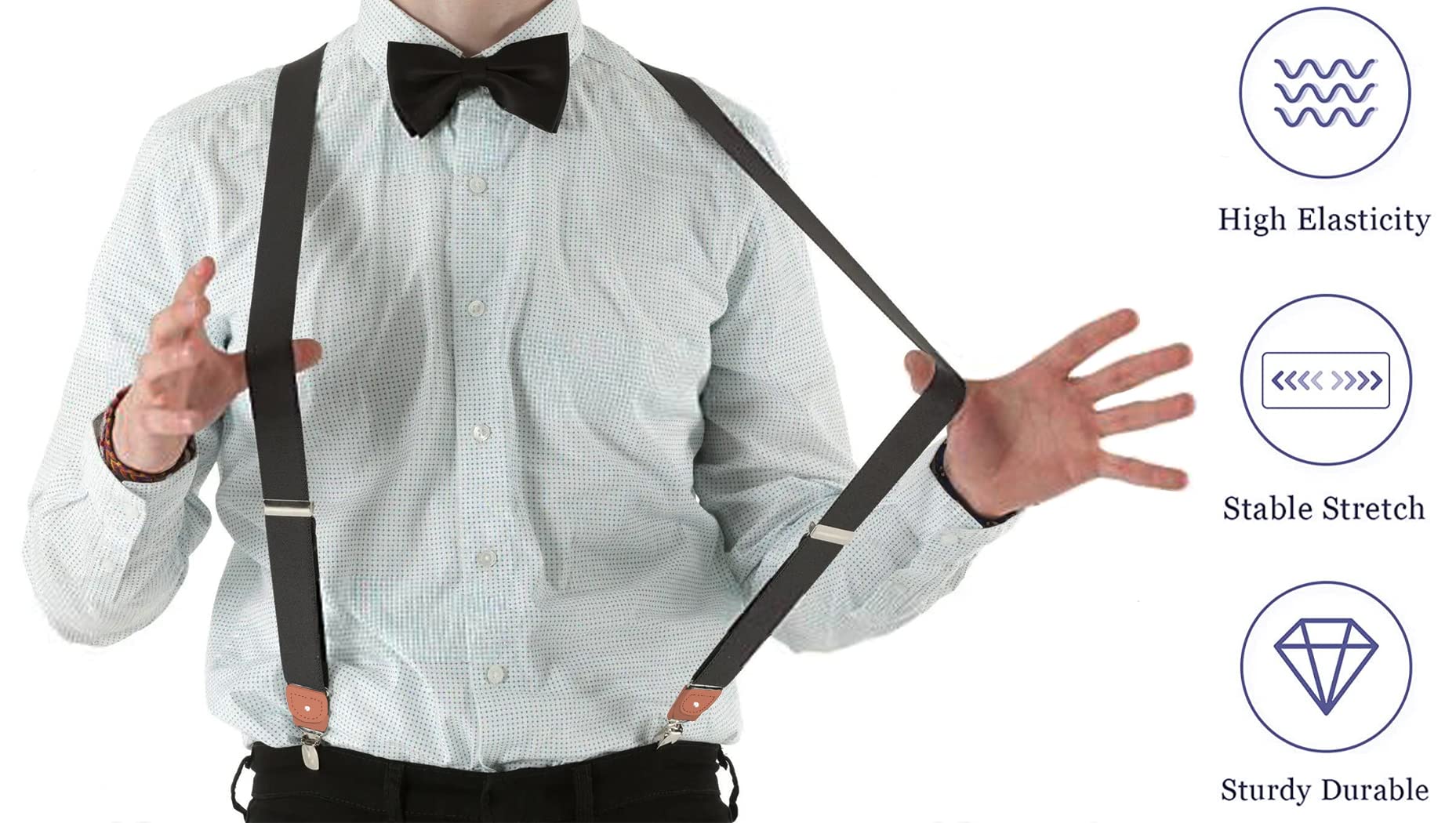 Herren-Hosenträger, braunes Leder, Knopfleiste und Clip-Hosenträger, strapazierfähig, Hochzeits-Hosenträger für Bräutigam, Trauzeugen