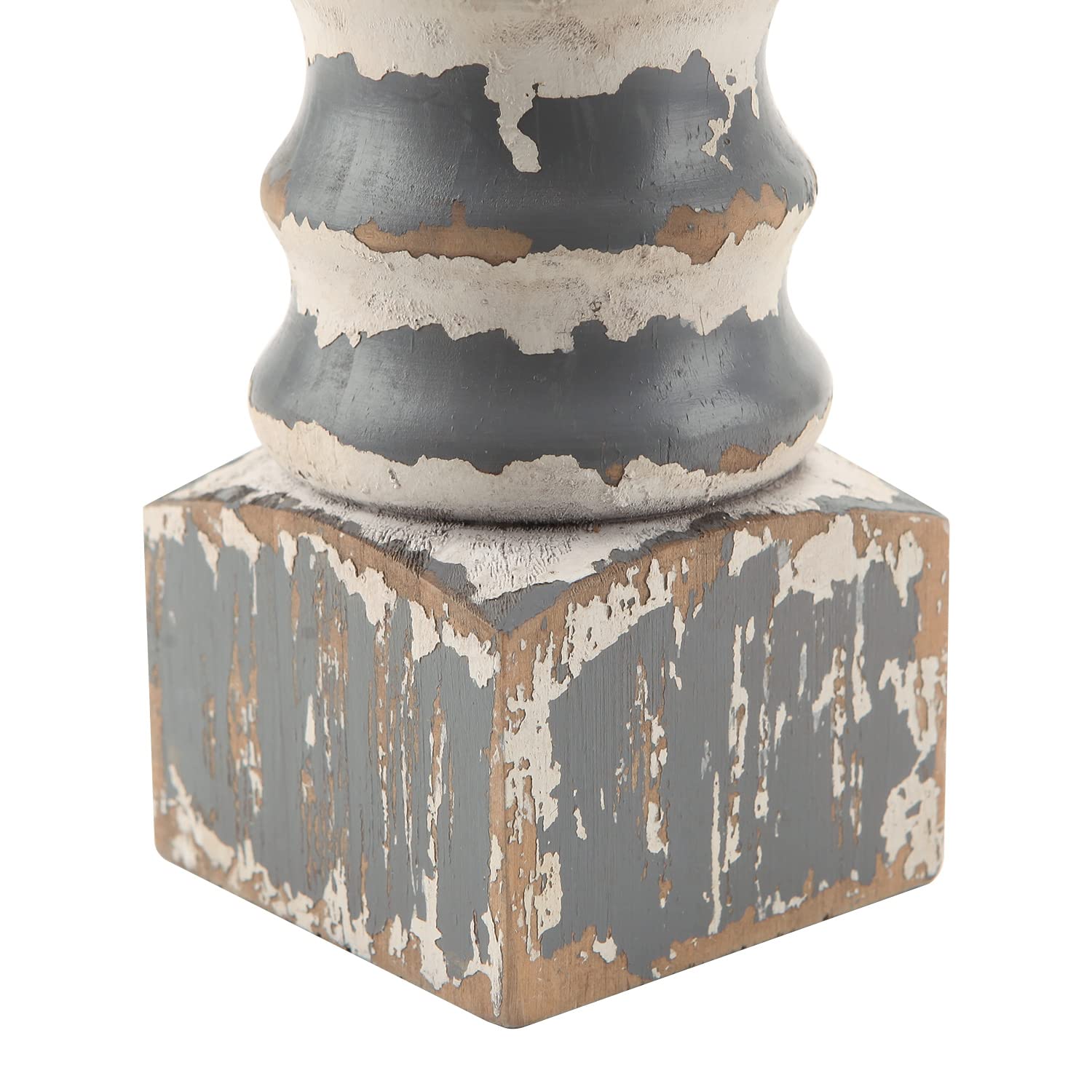 Nikky Home Juego de 2 portavelas de Pilar de Granja, Pedestal Decorativo de Madera rústica, centros de Mesa para Chimenea, Chimenea, cafetería, Mesa de Comedor, Gris Envejecido