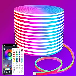 segrass 15m Neon Led strip，APP Steuerung,mit Fernbedienung, IP65 wasserdichte flexible Neon LED Streifen, 24V Rgb LED band Neon Seil Lampe, anwendbar auf Schlafzimmer, Raum und Außendekoration