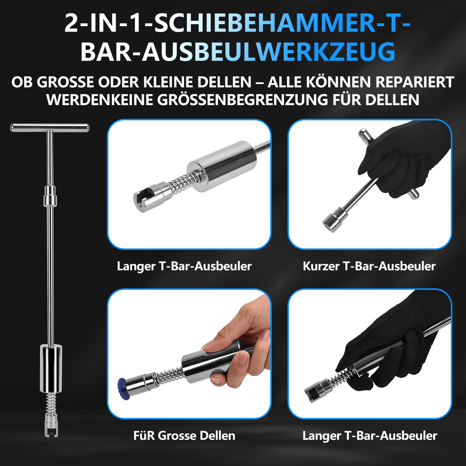 Auto Dellen Reparaturset 119Pcs - Auto Reparatur Ausbeulwerkzeug Lackfreies Dent Reparatur Puller Kit Karosserie Beulen Ausbeulwerkzeugset für Hagelschaden Fahrzeug Dellen