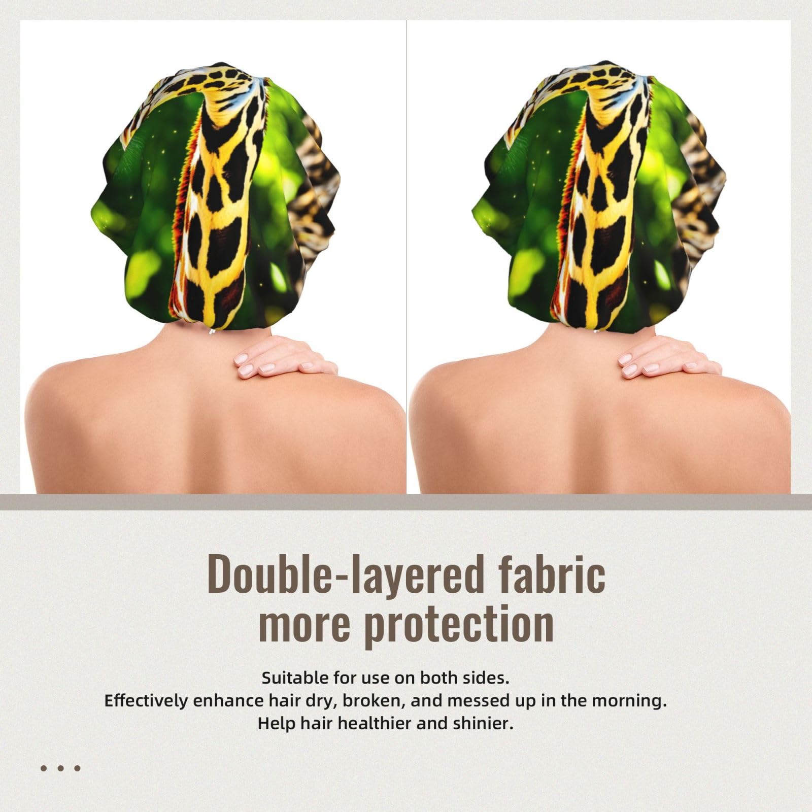 Double Layer Reversible Hair Wrap Satin Sleep Clever Giraffe Cap Bonnet for Braid Curly Hair Satin Bonnet Black