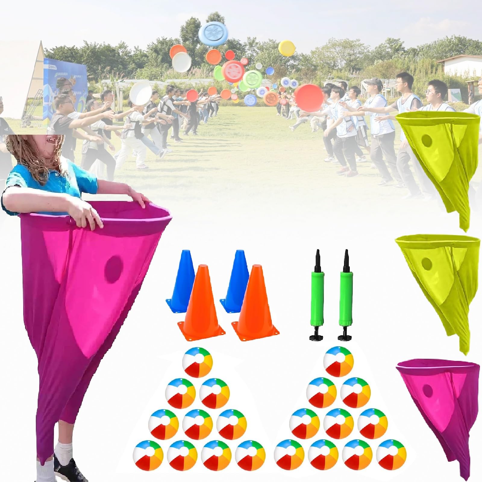 Gra zespołowa Granny Pants Outdoor Game: gigantyczny zestaw rekreacyjny do ogrodu - zabawny dzień na boisku, spotkanie towarzyskie i impreza na trawniku dla osób w każdym wieku​(Red*2+Yellow*2)