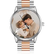 Jeweidea Personalised Photo Watch with Engraving Text for Men Analogue Metal Bracelet Wrist Watch Gifts for Dad Husband Fathers Day Birthday