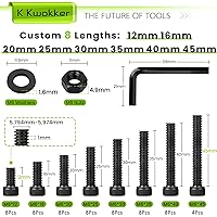 Vista 3 de Surtido de tornillos M6 de 8 longitudes de 0.472 in a 1.772 in, kit de tornillos y tuercas de cabeza hexagonal, tornillos y tuercas métricas