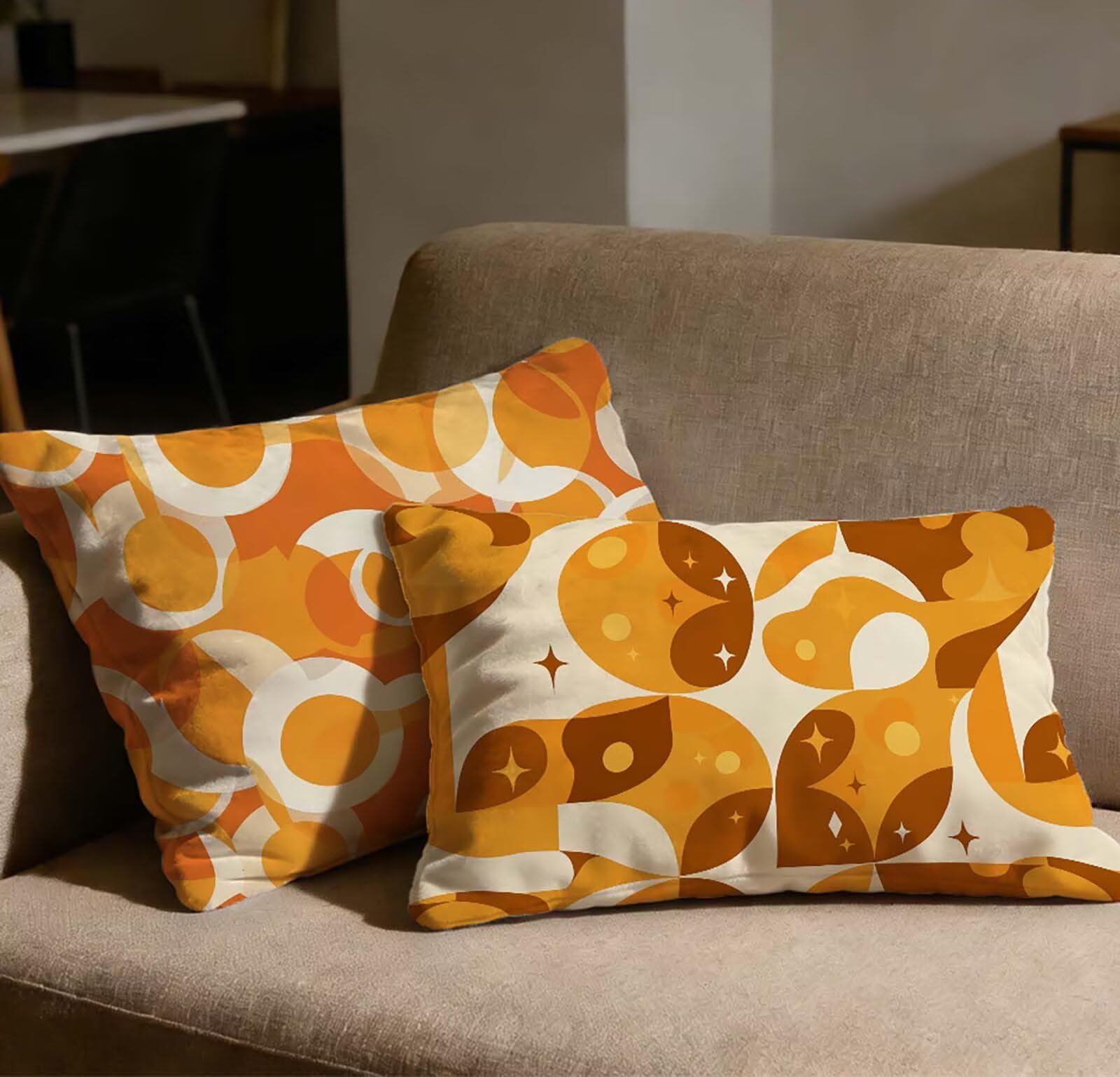 Taie d'oreiller 40x70 cm lot de 2 en velours orange avec fermeture invisible pour canapé