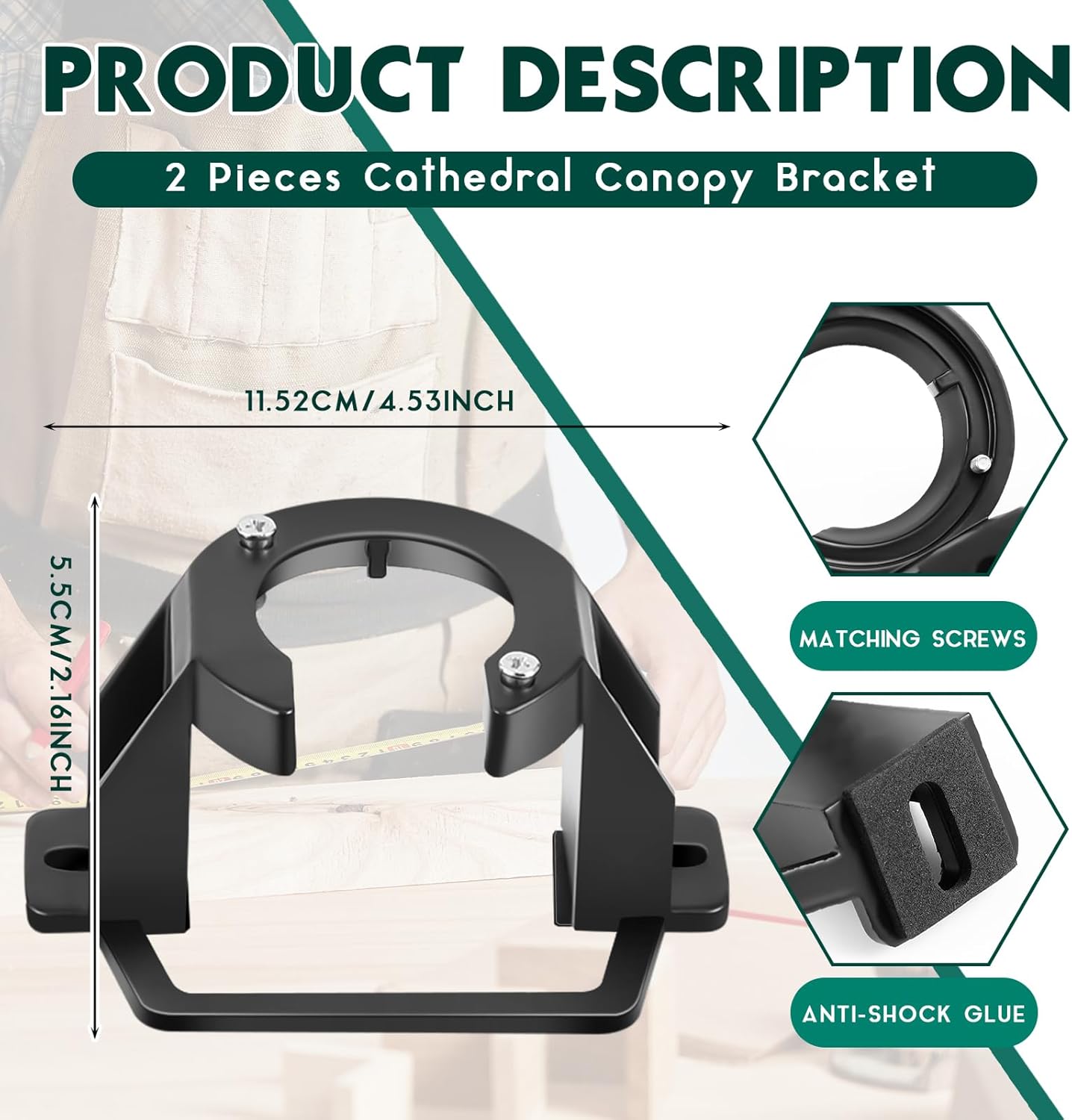 Zonon 1 Pack Ceiling Fan Mounting Bracket Ceiling Fan Mounting Kits for Cathedral Canopy Living Room, Black (Without Wire)