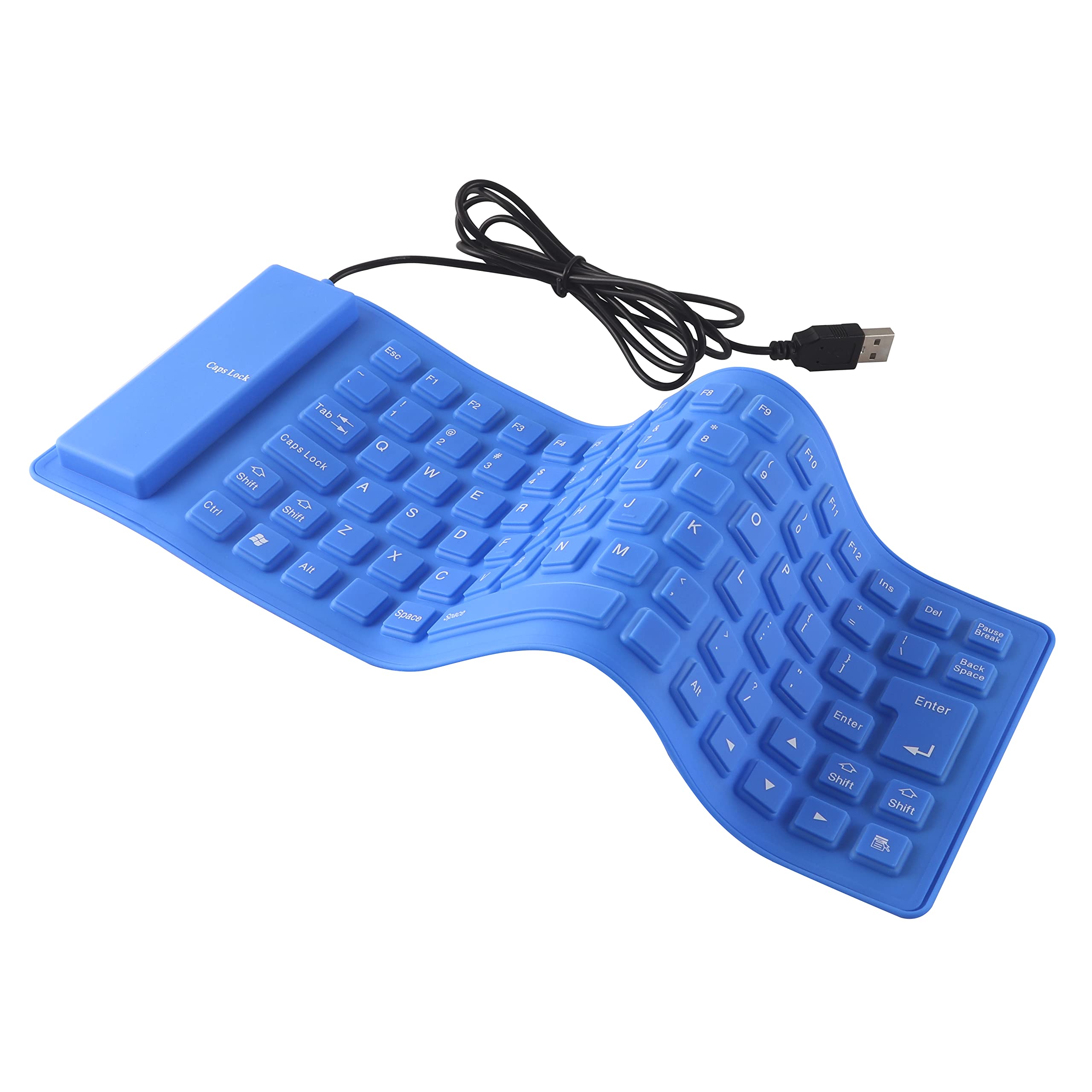 Foldable Silicone Keyboard Wired Portable Slim Flexible Rollup USB Wired Keyboard Waterproof Dustproof Travel Pocket Size 85 Keys Soft Touch Keyboards for Laptop PC Tablet Notebook Desktop (Blue)-image-19