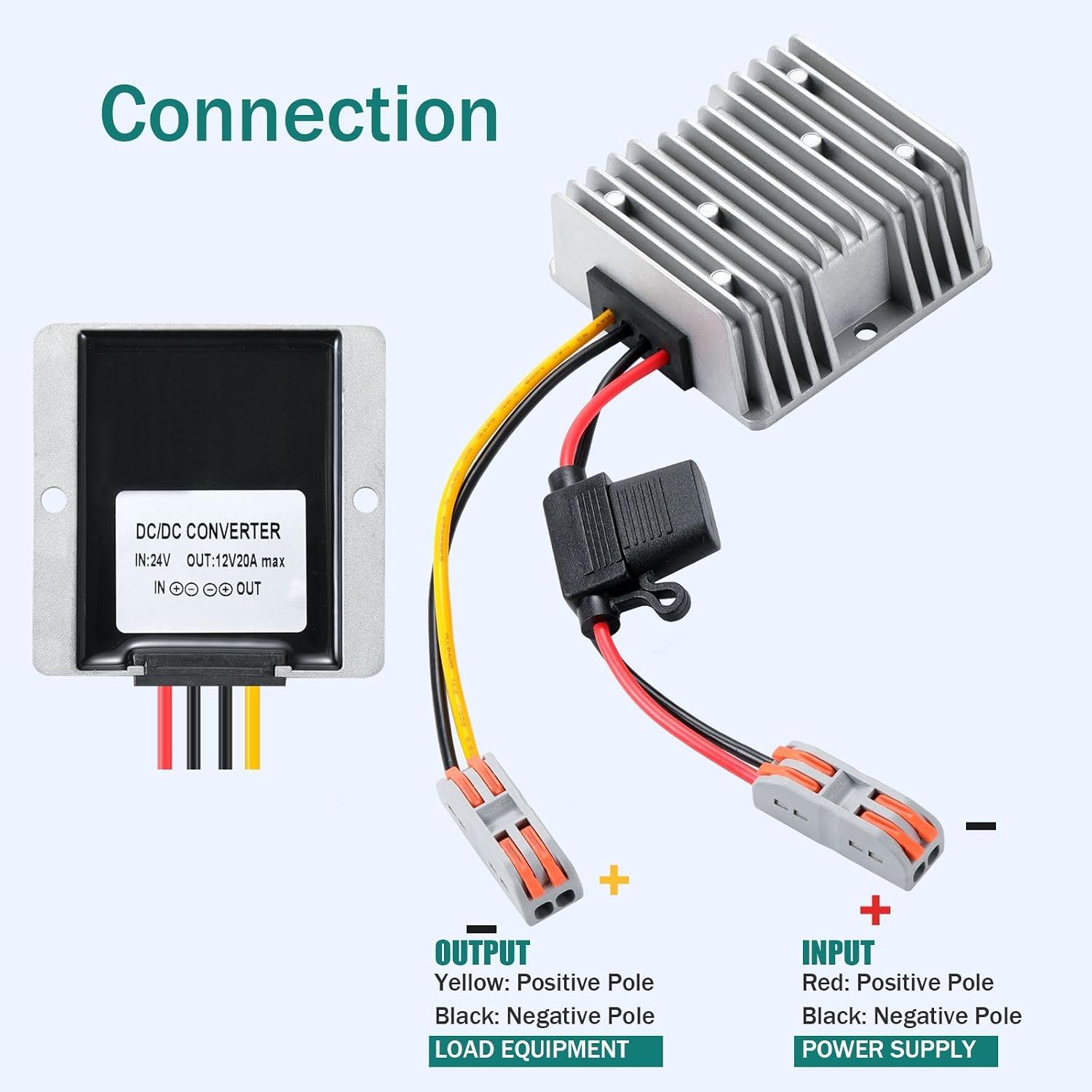 20A 240W DC Converter 24V to 12V Step Down Converter DC Buck Converter Transformer Power Supply Compatible with Vehicle Cart Truck Volt