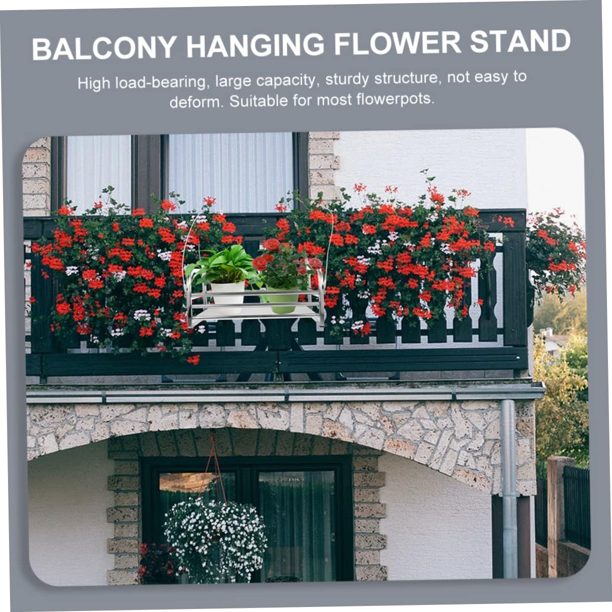 Hemoton 1pc Adjustable Flower Stand Plant Stand Plant Holder Plant Shelf Plant Rack Balcony Flower Pot Stands Flower Pot Holders Adjustable Hanging Flower Holder Stainless Steel Silver