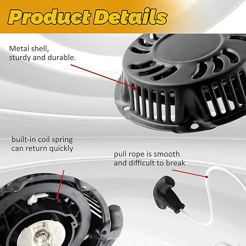 Vista 6 de WOTIAN 212cc Pull Start Compatible con Predator 212 Pull Start Assembly Harbor Freight 196cc 212cc 225cc 6.5hp 7hp 7.5hp Arrancador de Retroceso