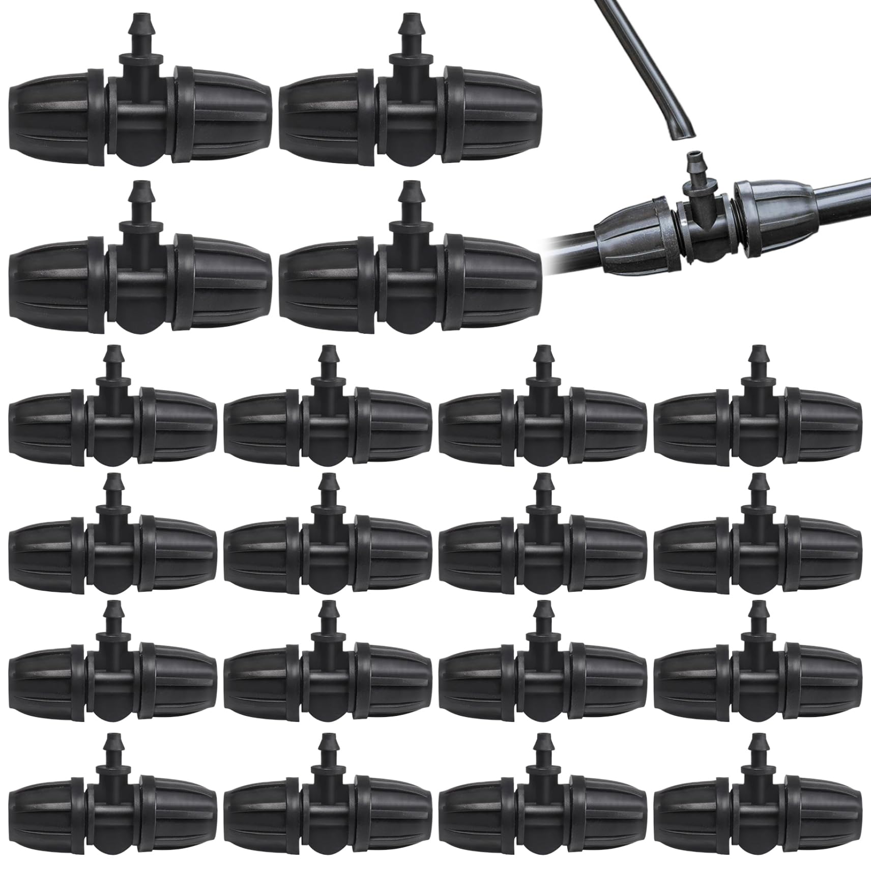20PCS Drip Irrigation Tubing Connectors 2.5x1.4'' POM Drip Irrigation Connectors for 8/11 Capillary Tubes & 6.0 Nozzles for Gardens, Lawns, Farms, And Greenhouses