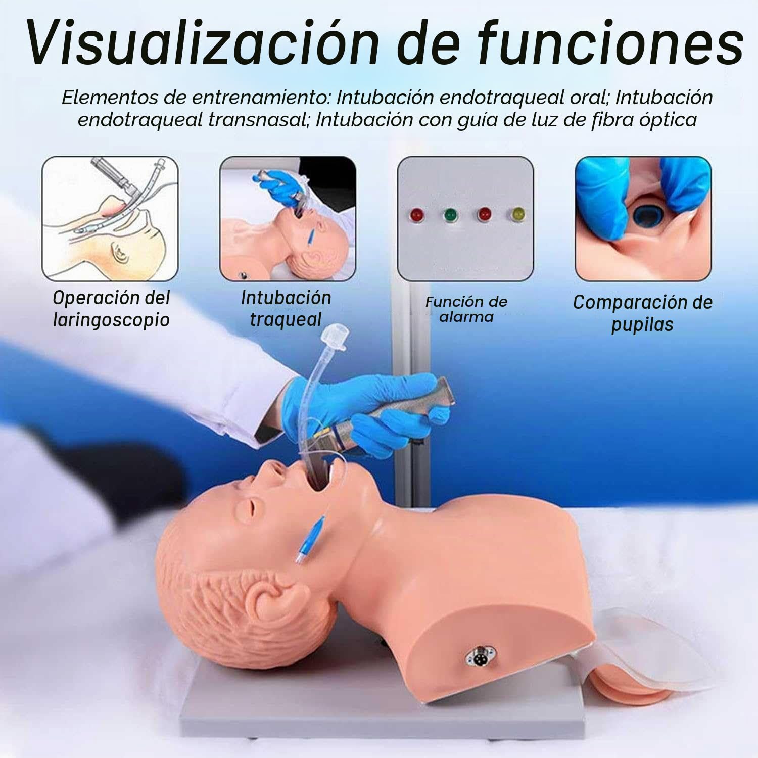 Simulador Educativo de Intubación para Adultos con Alarma Electrónica y Bolsa, Modelo Anatómico Funcional para Formación Técnica en Vía Aérea Oral y Nasal