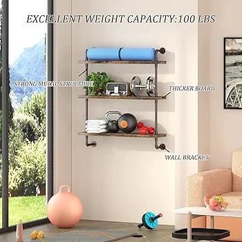 Amazon.com: Helsin 3 Tier Industrial Pipe Shelf Rustic Wood