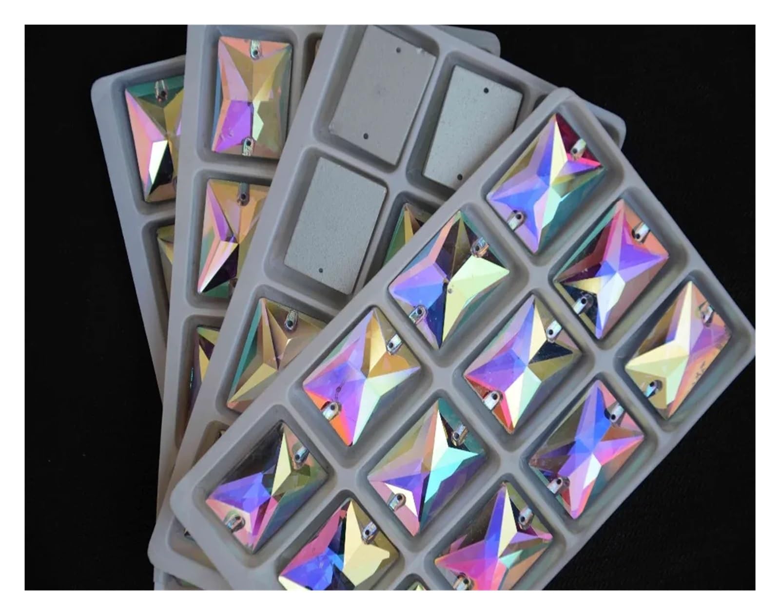 LIUCH Szkło kryształowe kształt prostokąta przyszyć kamień krystalicznie czyste AB 2 otwory 8 * 10mm,10 * 14mm,13 * 18mm,18 * 25mm ośmiokątne koraliki do biżuterii(13x18mm 140pcs)