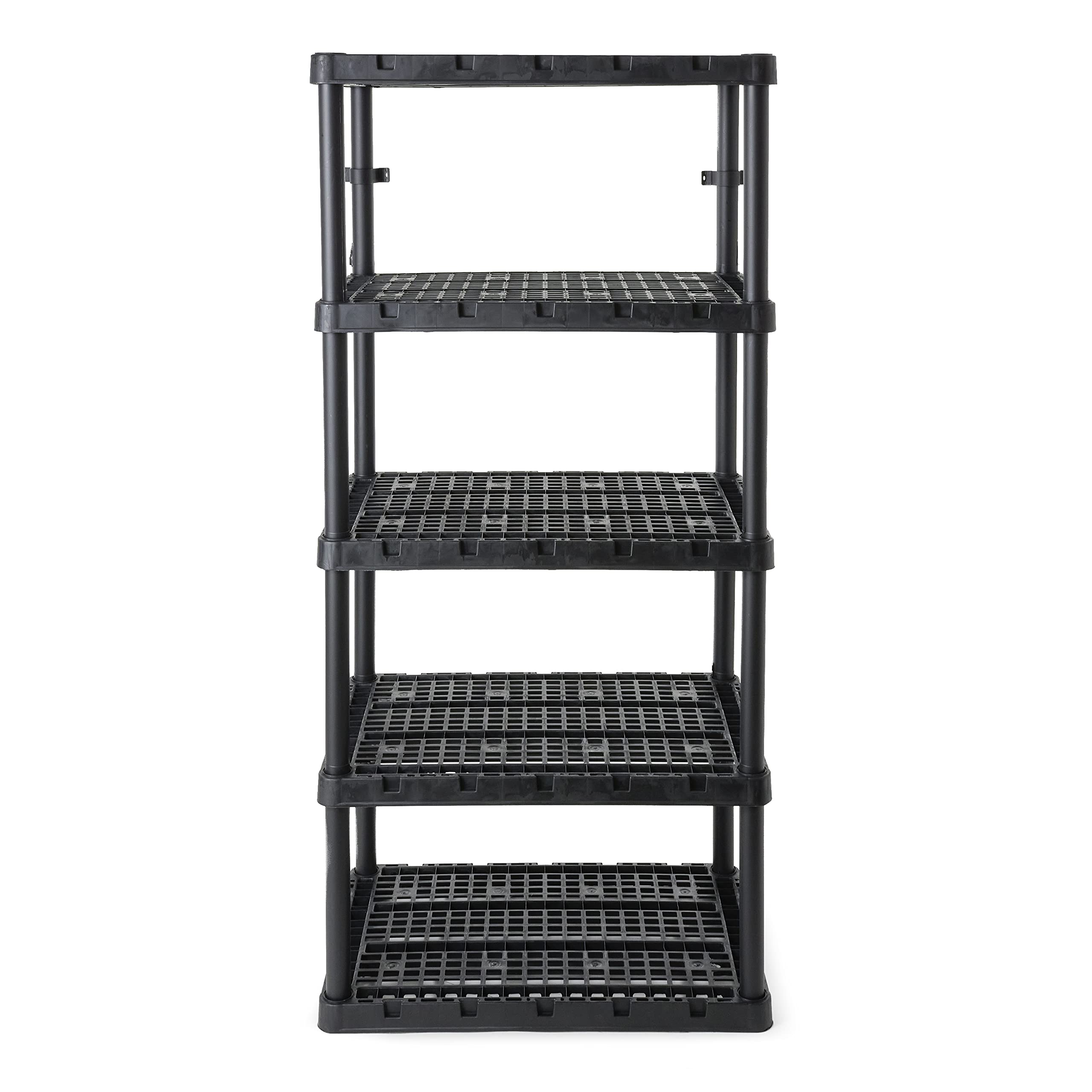 Gracious Living XL Heavy-Duty Storage Shelves, Knect-A-Shelf 5-Shelf Ventilated Storage Shelving Rack for Home Organization, Black