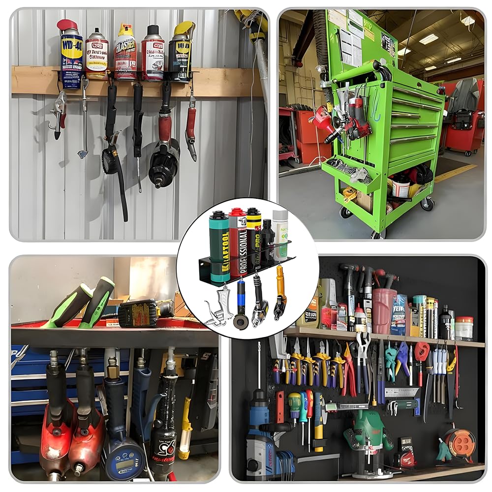 Dosenhalter für Sprühflaschen mit 5 Löchern 6 Schlitzen, Sprühdosenhalter für Garage Werkstatt, Druckluft Werkzeug Zubehör, Wandregal Aufbewahrungsregal Spraydosenhalter für Garage Geschäft Zuhause
