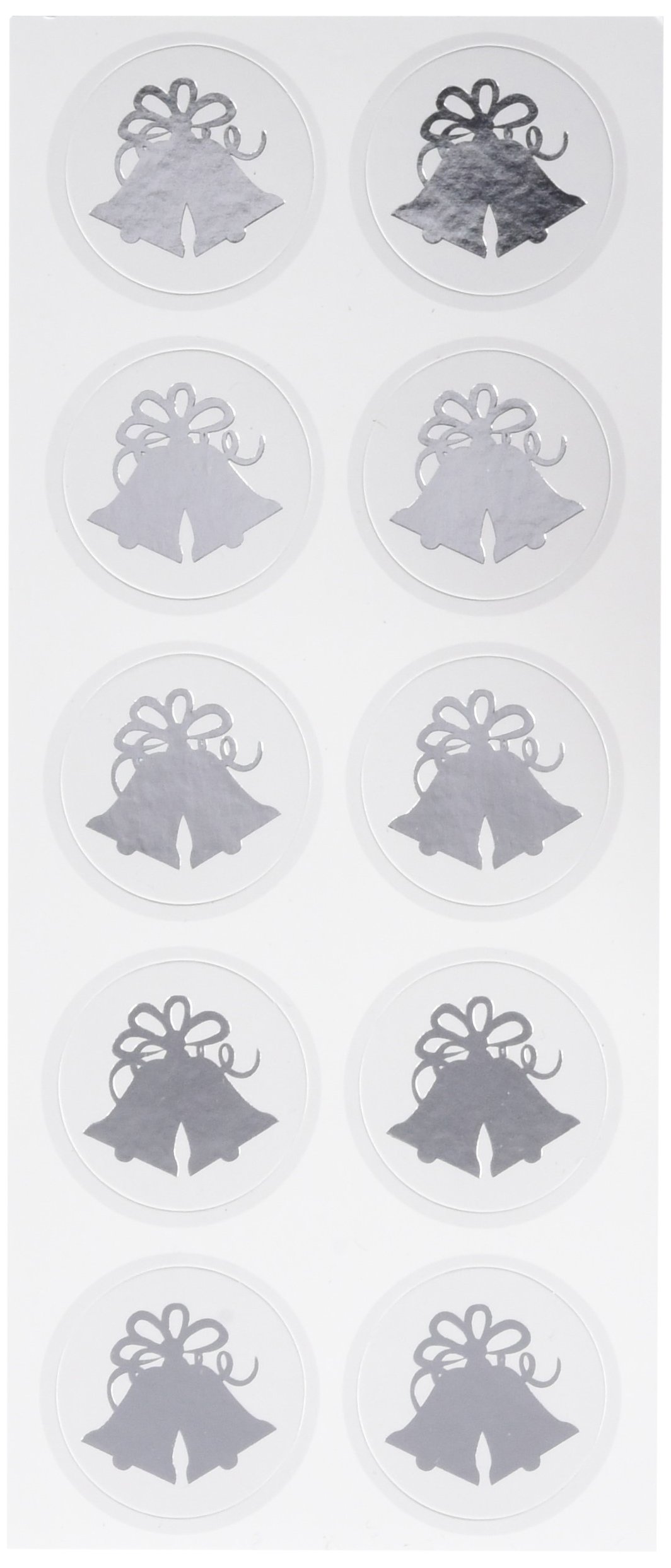 Ruby Rock-ItWedding Foiled Seals, Bells/Silver, 20-Pack