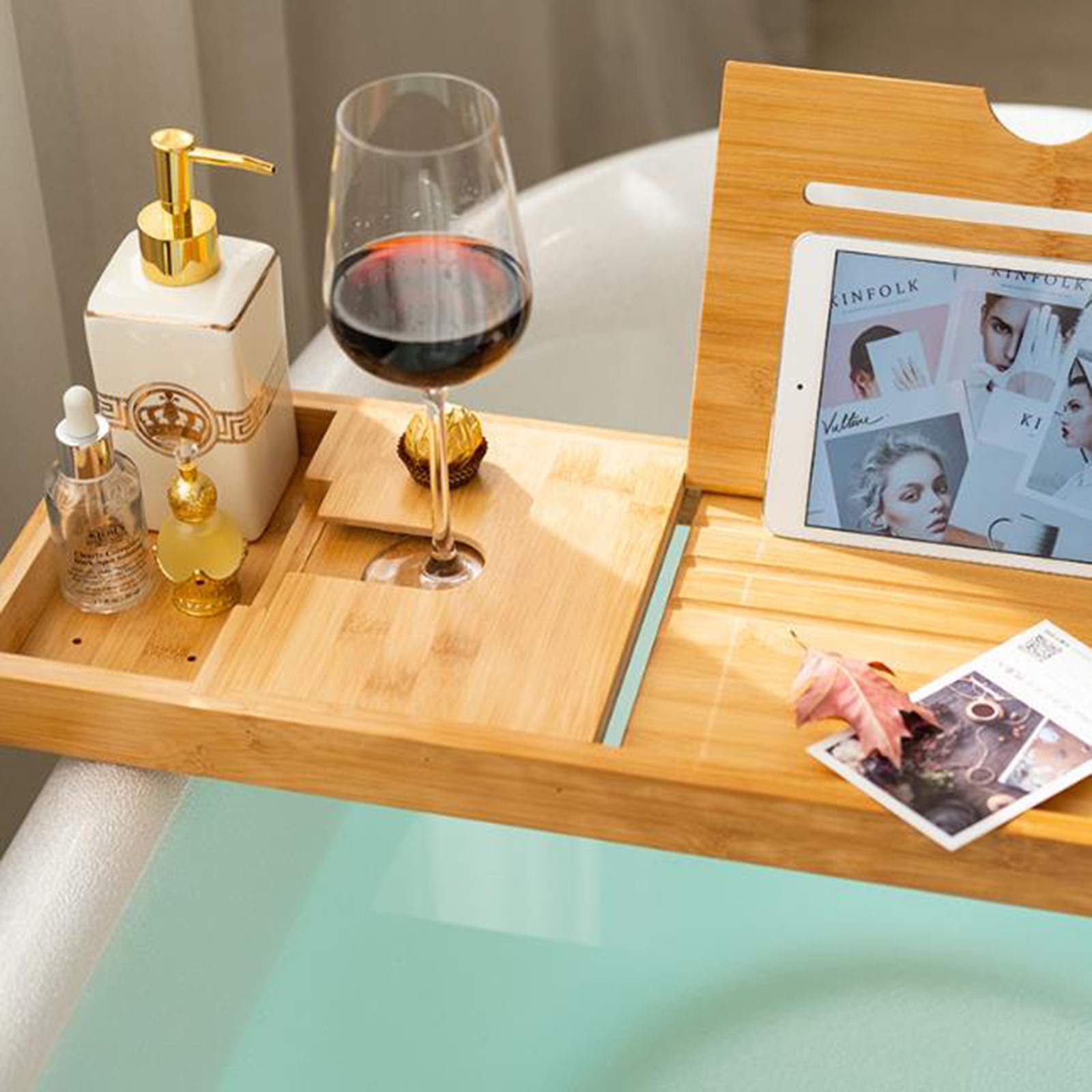 Taca do wanny antypoślizgowa wanna uchwyt tablet ramka na telefon kieliszek do wina otwór okrągły spód antypoślizgowa podkładka rodzina spa doświadczenie wanna stojak