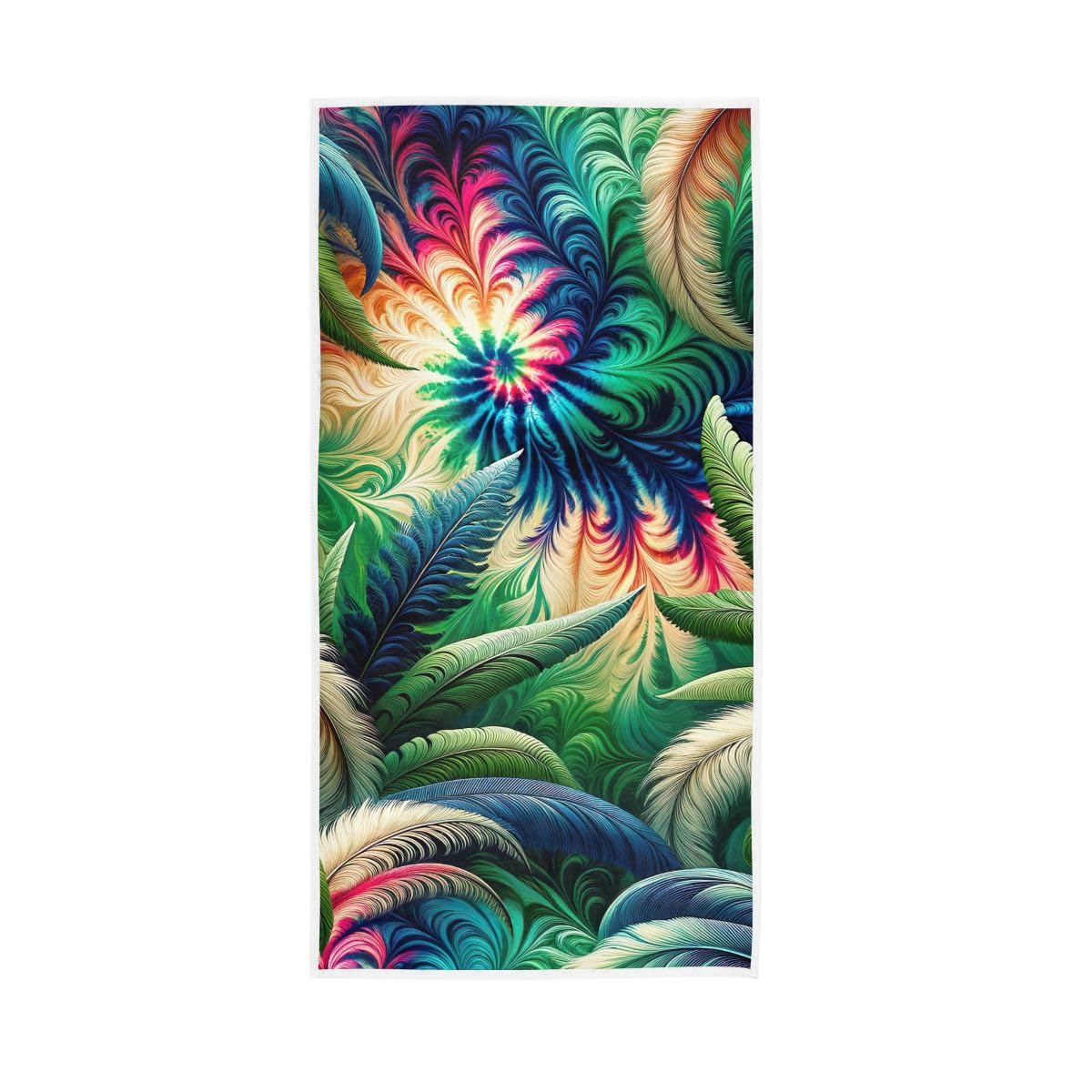 LSRCPD Tropical Palm Tree Tie Dye Pattern Hand Towel, 15 x 30 Inches, Soft Highly Absorbent Towels for Bathroom Gym Shower