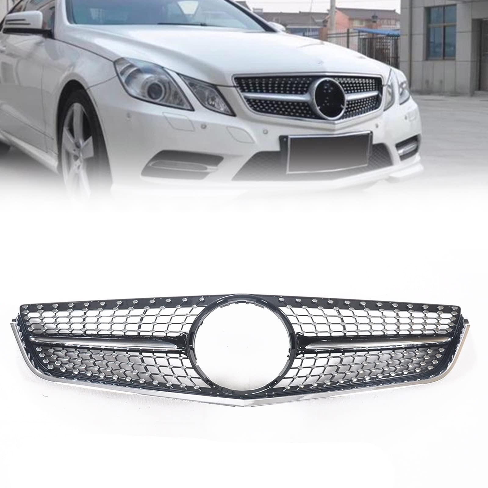 CHEVVY Griglia Anteriore Griglia per Benz Classe E W207 C207 Coupe 2009-2013 E300/E350 Black Diamond Style Car Upper Bumper Hood Mesh Accessori