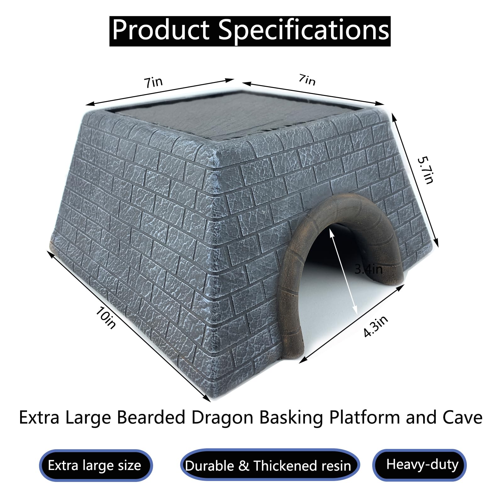 Plataforma grande de dragón barbudo para tomar el sol, cueva de gran tamaño para esconder reptiles de resina natural, escondite de lagarto para dragón barbudo, lagartos, pelota, pitón, serpientes
