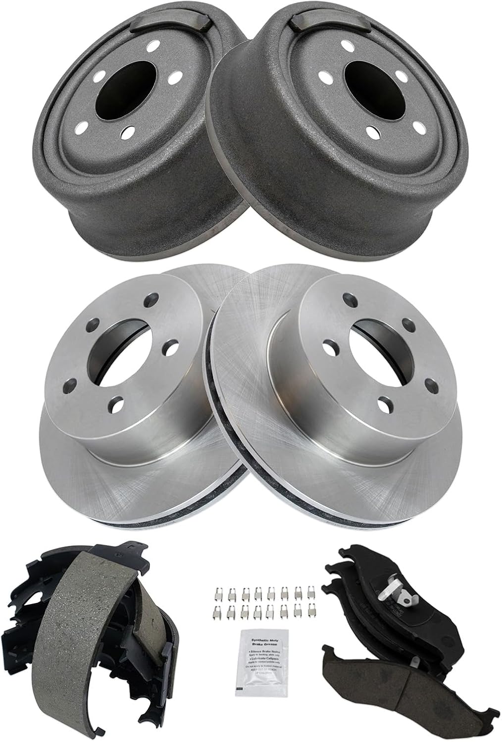 TRQ Front & Rear Brake Pad & Rotor Kit Ceramic Compatible with 1999-2001 Jeep Cherokee 1999-2000 Wrangler