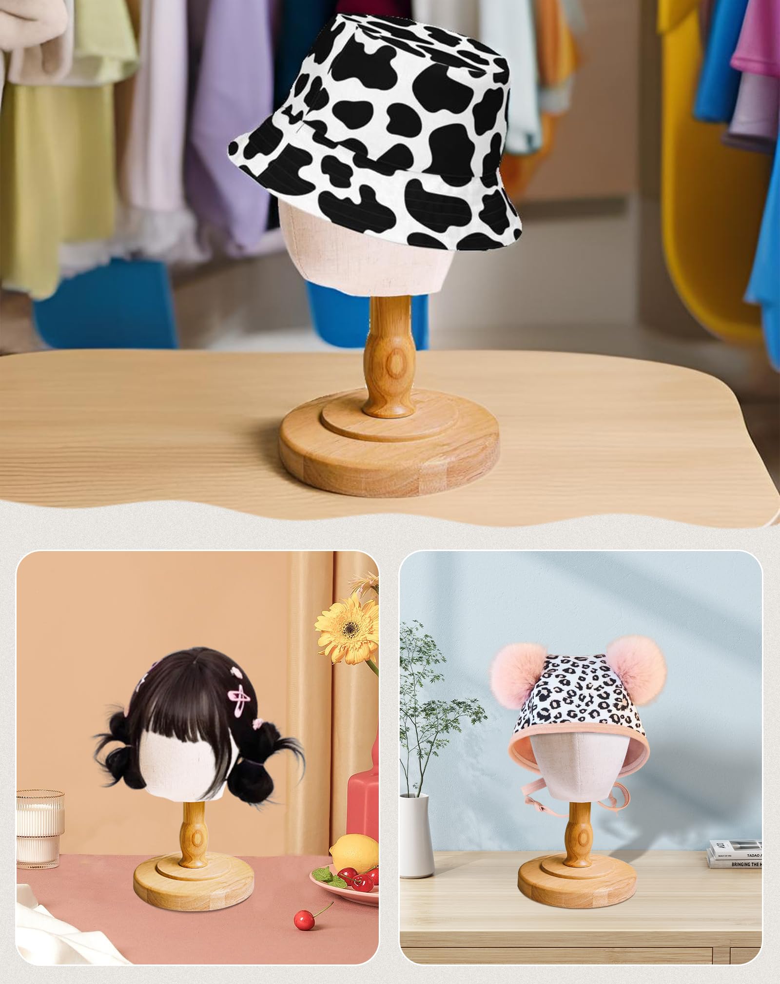 Cabeza de maniquí de bebé de 20 pulgadas, soporte de peluca para niños, soportes de exhibición de sombreros para pelucas, sombreros, gafas, bufandas, cabeza de maniquí de bloque de lona de