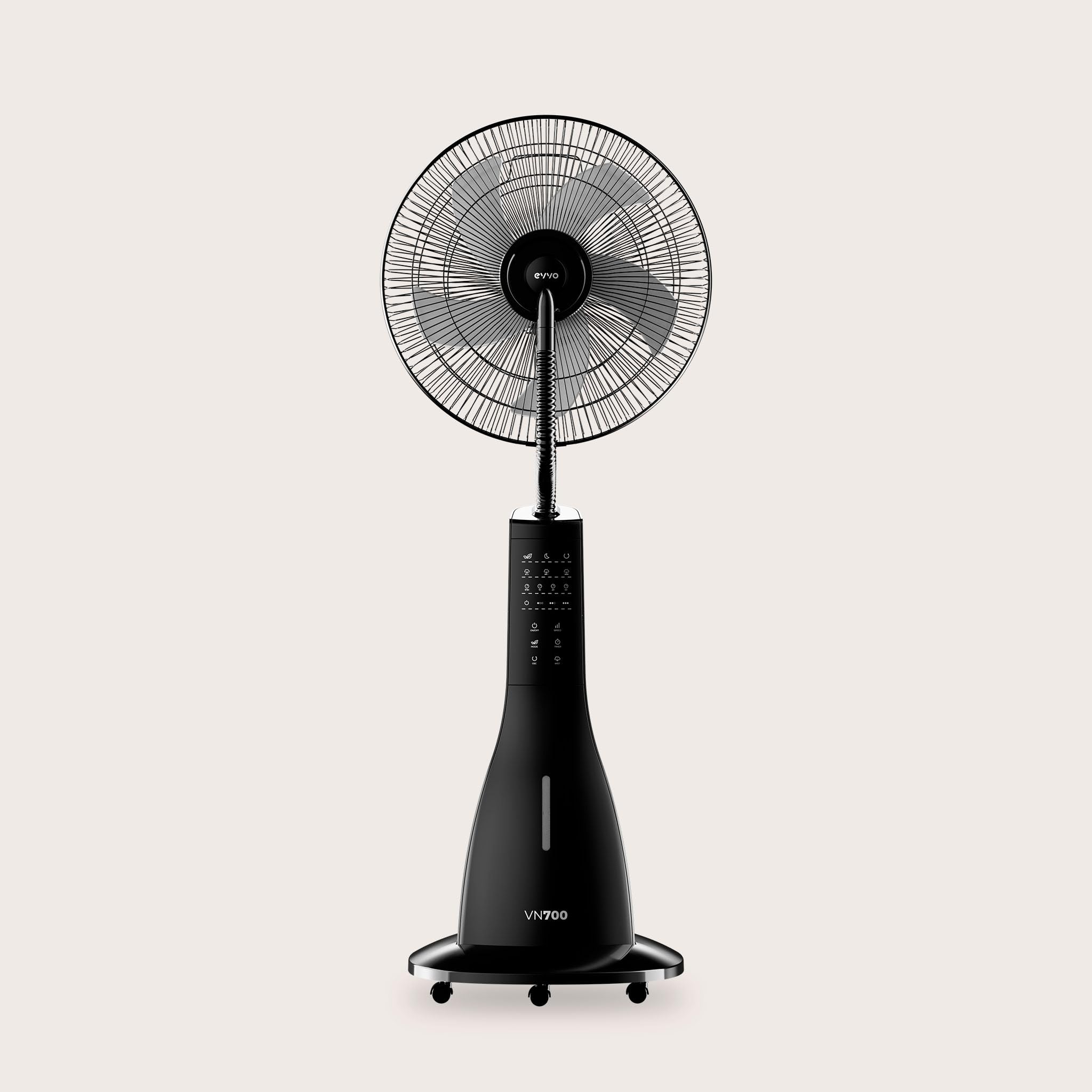 EVVO VN700 Ventilador Nebulizador de Agua y Pie Potente - Ventilador con Agua y Bruma Fina, 3 Modos Inteligentes, Velocidad Ajustable, Oscilación Automática y Temporizador. Humidificador Silencioso