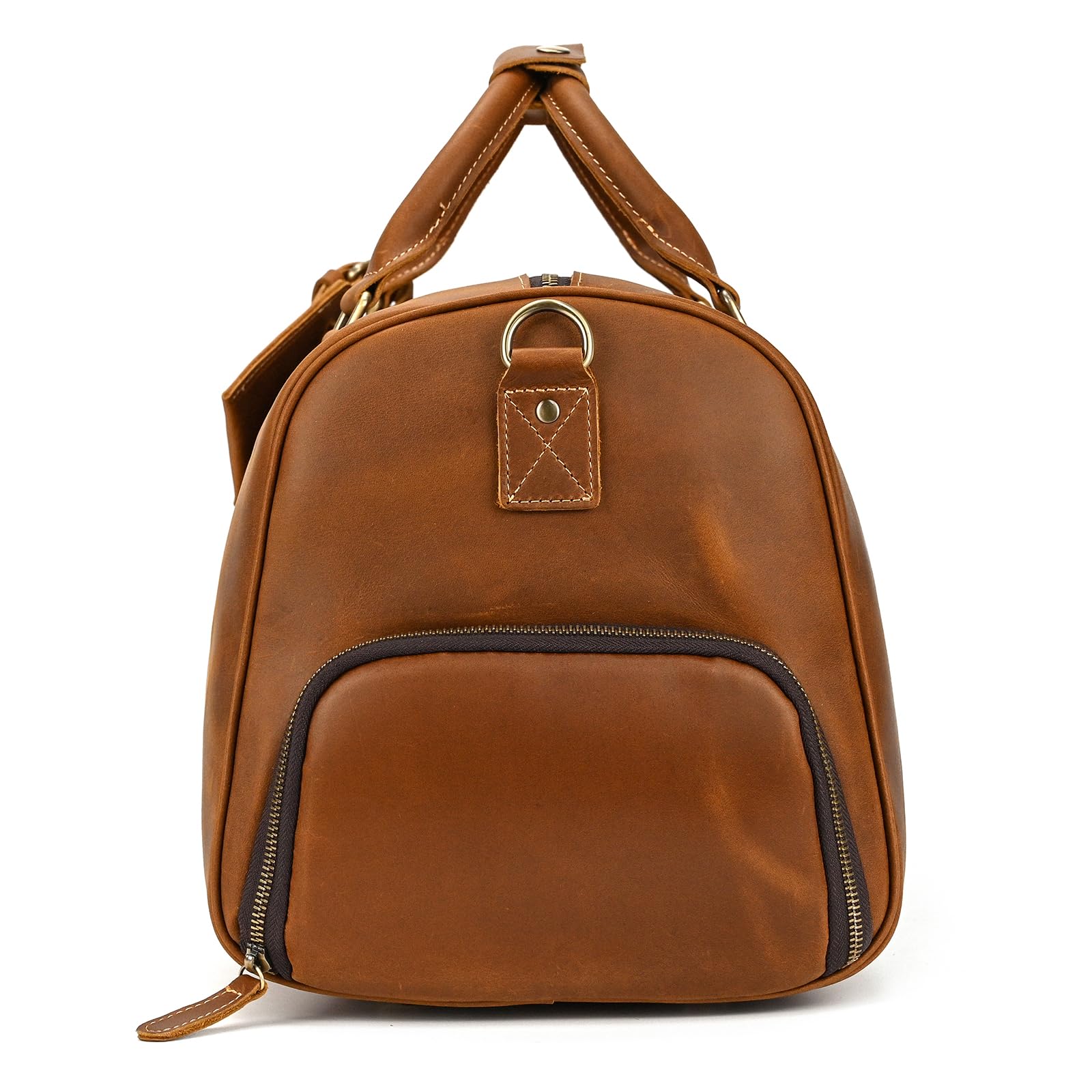 Grande Borsa da Viaggio in Pelle con Scomparto Scarpe Borsone Sportiva Tracolla Rimovbile Regolabile Manico Rinforzato per Viaggio Lavoro Palestra, marrone chiaro