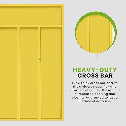 Miniatura 3 de Utopia Kitchen Organizador de cubiertos de bambú, 5 compartimentos, organizador de cajones de bambú de 14 x 10 x 2.36 pulgadas, organizador de