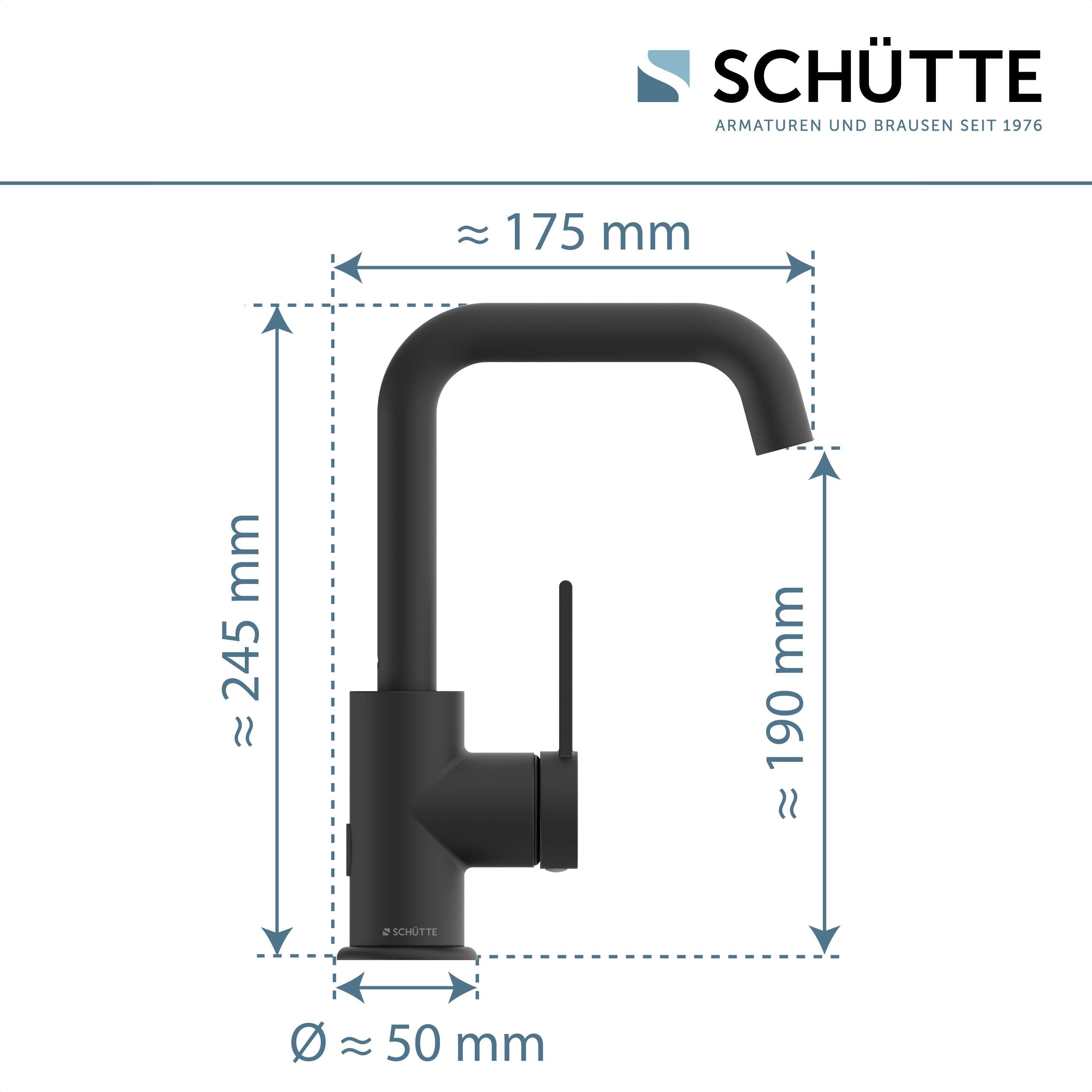 SCHÜTTE 33126 armatura umywalkowa LOS Angels z wysoką wylewką, kran do łazienki z mimośrodowym pop-up, wysoka armatura umywalkowa, armatura łazienkowa z mieszaczem jednouchwytowym, bateria mieszakowa