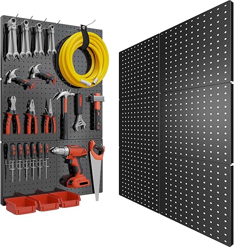 Miniatura 7 de Tablero de clavijas, 6 piezas de tablero de clavijas de metal, organizador de pared resistente con marco. Tablero de clavijas para paredes, garaje,
