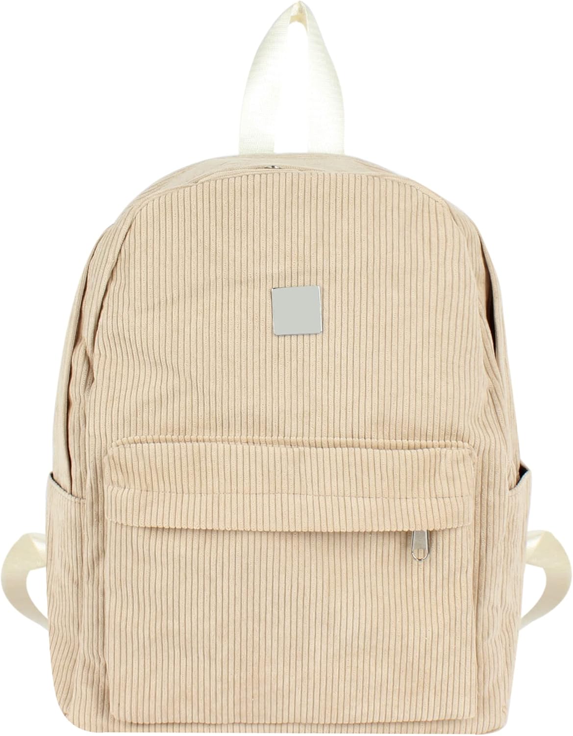 Lobagve Corduroy Backpacks Lightweight Casual University College Bookbag Travel Daypack for Women Men,Beige