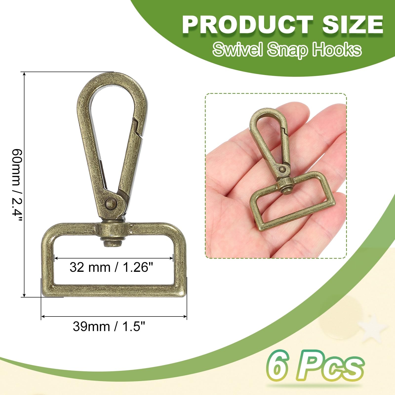 YELARXI Swivel Snap Hooks, Metal D Ring Keychain Lanyard Clip Hook Lobster Clasp Claw Push Gate Clip - Image 2