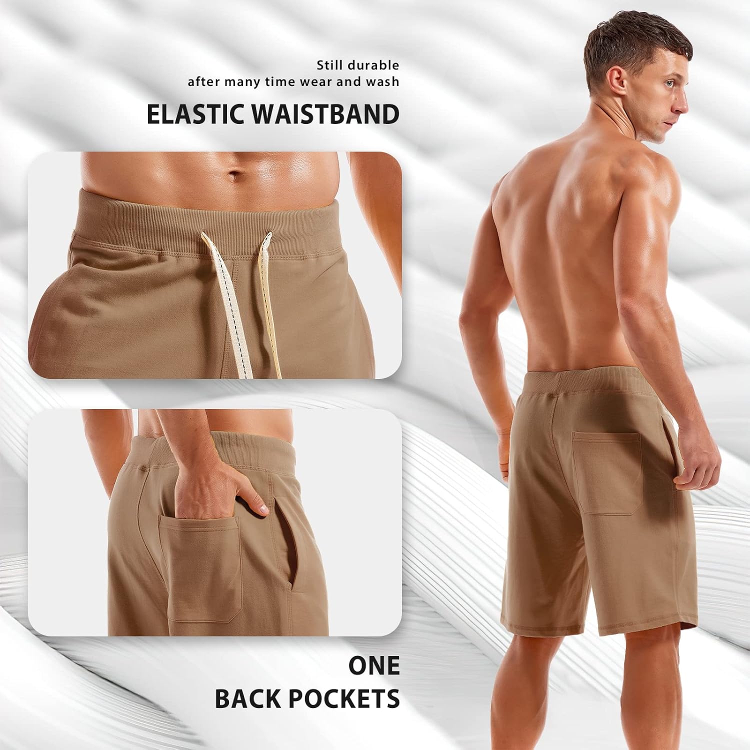 AMY COULEE Men's Casual Classic Shorts Athletic Cotton Sweat Shorts with Drawstring - Image 4