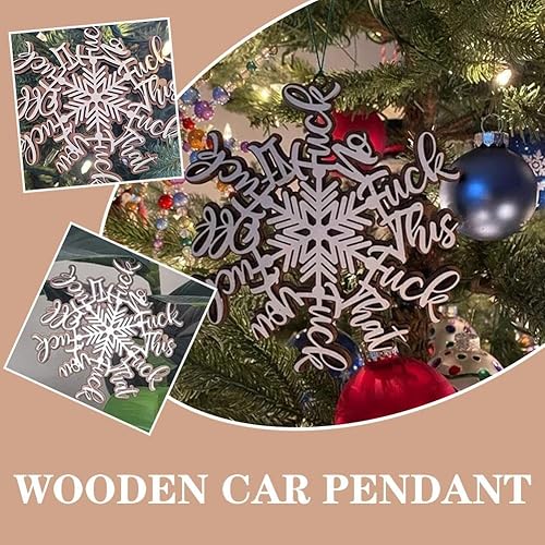 Miniatura 4 de Divertido adorno de Navidad, divertido resumen anual de copo de nieve, colgante de Navidad de copo de nieve colgante de madera para fiesta,