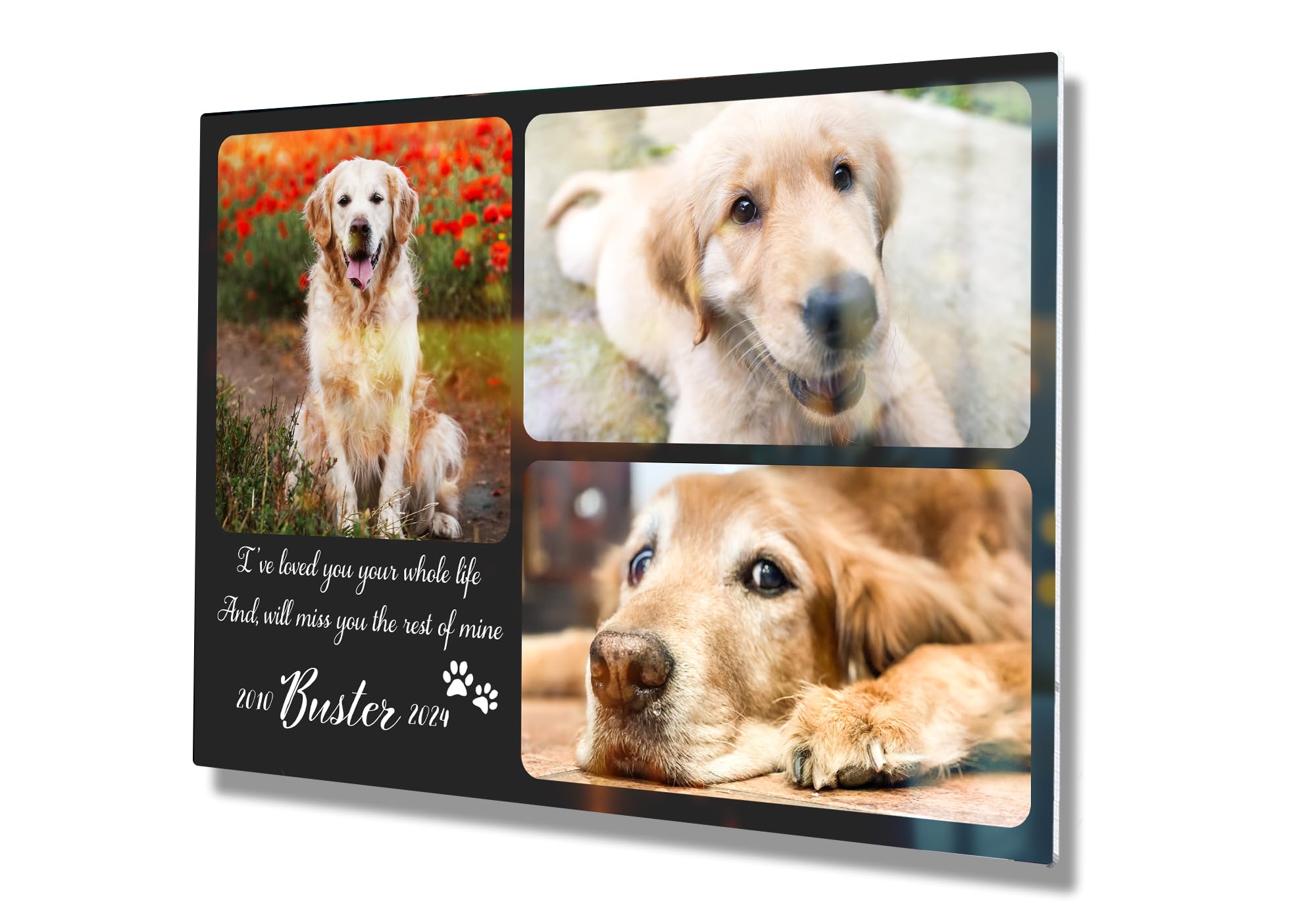 MUNDAZE Custom Pet Portrait Memorial Photo – Personalized Dog or Cat Loss Gift – Glossy Metal Print with Your Pet’s Collage Photos – Sympathy Keepsake