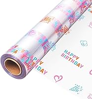 Vista 11 de JOYIT Rollo de envoltura de celofán de Navidad de 100' de largo X 17.5” de ancho - Rollo de celofán de 3 mil de espesor, celofán transparente