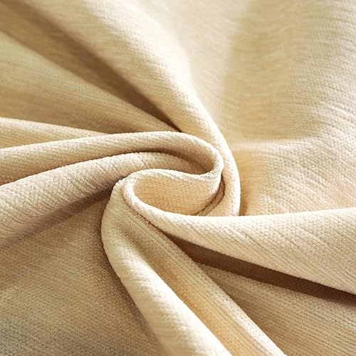 Miniatura 9 de DREAMINGO Funda beige para sofá de 3 cojines, borde jacquard damasco, funda de sofá de textura moderna de color sólido para sofá de 3 plazas, fundas