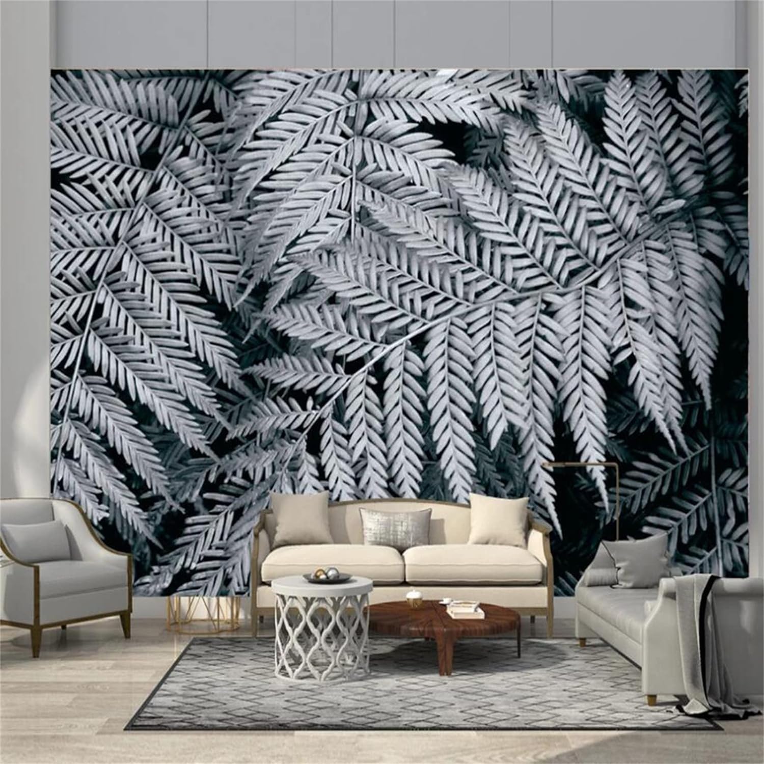 Papier Peint Moderne Fleurs et Feuilles 3D pour Salon et Chambre