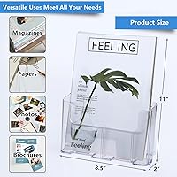 Vista 5 de Argvey Soporte acrílico para folletos de 8.5 x 11 pulgadas, paquete de 2 soportes transparentes para folletos con divisor extraíble para folleto