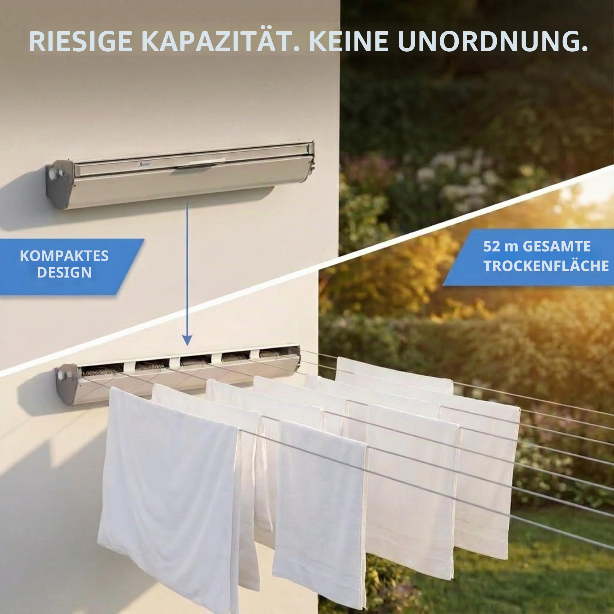 Household Essentials 5-Linie einziehbaren Innen- / Outdoor-Wäschetrockner