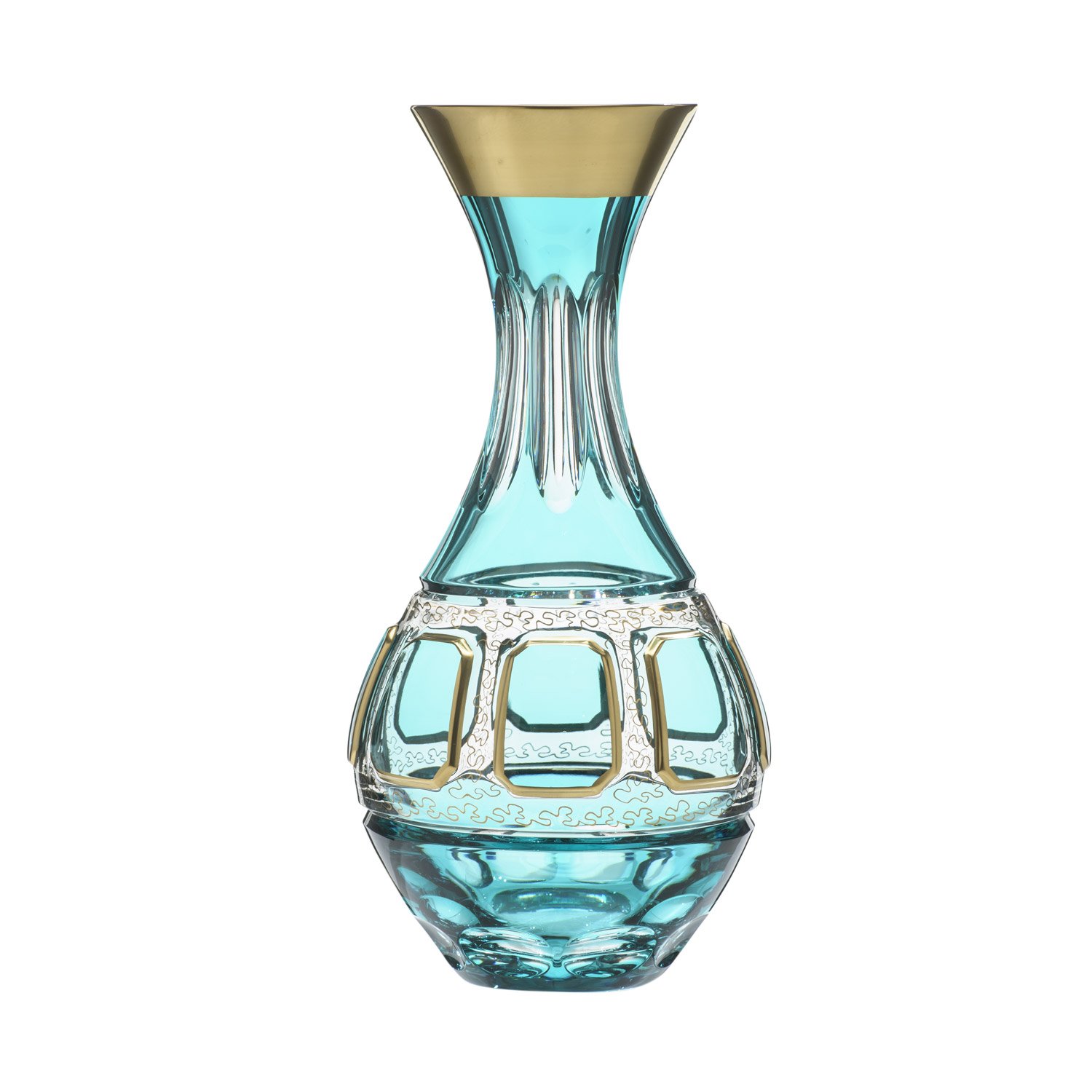 Arnstadt Kristall decantador Jarra de Cristal Antiguo Vidrio (26,5 cm) Azur Turquesa