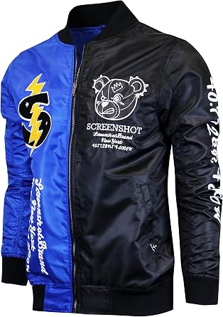 SCREENSHOT Hip-Hop Urban NYC Fashion Bomber Jacket - Modern Outdoor Lightweight Streetwear Graffiti Print Zip Up Top