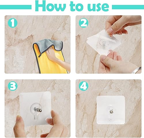 Miniatura 4 de Paquete de 14 adhesivos de pared 2 en 1 sin taladros para colgar adhesivos reutilizables resistentes, impermeables, resistentes al óxido y al aceite
