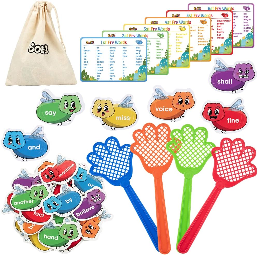 Sight Words Game, Flash Cards Game with 4 Fly Swatters