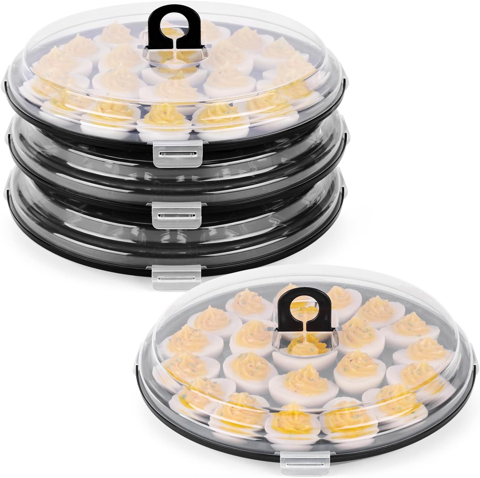 3 Pack 90 Count Deviled Egg Containers with Lid and 9 Pcs