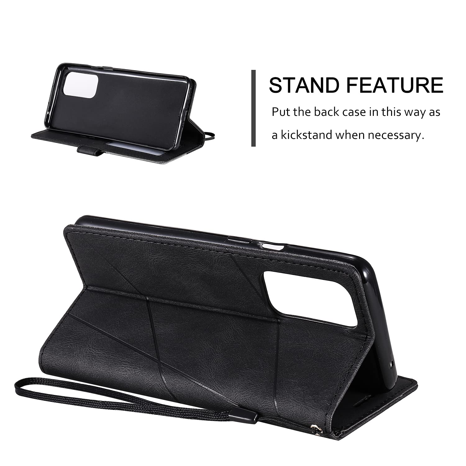 Coque Cuir Pour Xiaomi Redmi Note 10 Pro - Porte-Cartes, Support Pliant, Noir